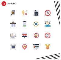 Universal Icon Symbols Group of 16 Modern Flat Colors of no diet ice cream and office Editable Pack of Creative Vector Design Elements