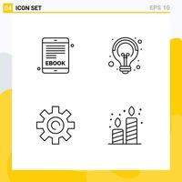 Universal Icon Symbols Group of 4 Modern Filledline Flat Colors of ebook setting campaigns seo birthday Editable Vector Design Elements