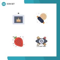 Pack of 4 Modern Flat Icons Signs and Symbols for Web Print Media such as birthday sweet picture candy design Editable Vector Design Elements