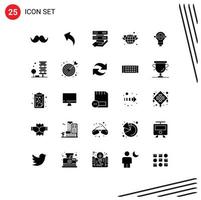 Universal Icon Symbols Group of 25 Modern Solid Glyphs of success world arrows globe control Editable Vector Design Elements