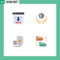 Pictogram Set of 4 Simple Flat Icons of arrows amper multimedia gear digital Editable Vector Design Elements