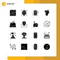 Set of 16 Commercial Solid Glyphs pack for road mailbox interface mail power Editable Vector Design Elements