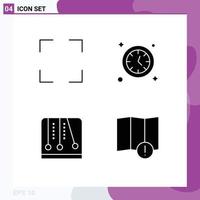 4 User Interface Solid Glyph Pack of modern Signs and Symbols of full video game watch development map Editable Vector Design Elements