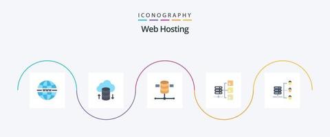 Web Hosting Flat 5 Icon Pack Including security. secure server. hosting. social. server vector