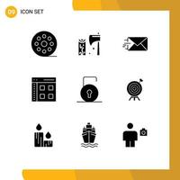 User Interface Pack of 9 Basic Solid Glyphs of key user wood interface app Editable Vector Design Elements