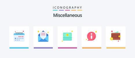 Miscellaneous Flat 5 Icon Pack Including reduce funds. cash. information. about. Creative Icons Design vector