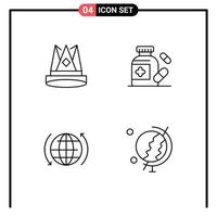 User Interface Pack of 4 Basic Filledline Flat Colors of crown global first medical internet Editable Vector Design Elements
