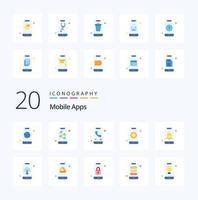 20 Mobile Apps Flat Color icon Pack like interface money call currency app vector