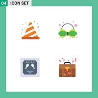 Mobile Interface Flat Icon Set of 4 Pictograms of attention envelope road carnival letter Editable Vector Design Elements