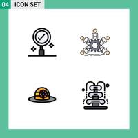 Mobile Interface Filledline Flat Color Set of 4 Pictograms of business hat team business fountain Editable Vector Design Elements