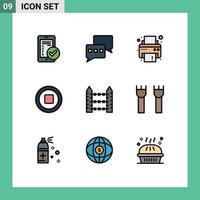 Modern Set of 9 Filledline Flat Colors Pictograph of signaling protection device barbed multimedia Editable Vector Design Elements