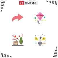 4 Flat Icon concept for Websites Mobile and Apps arrow picnic kite garden money Editable Vector Design Elements