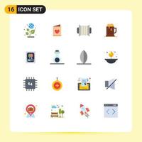 Set of 16 Vector Flat Colors on Grid for balloon jar audio drink beer Editable Pack of Creative Vector Design Elements