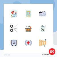 Editable Vector Line Pack of 9 Simple Flat Colors of conveyance ui camera tool office Editable Vector Design Elements