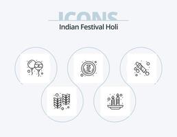 Holi Line Icon Pack 5 Icon Design. party. food. india. bread. india vector