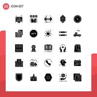 Editable Vector Line Pack of 25 Simple Solid Glyphs of stack design money arrange weight Editable Vector Design Elements