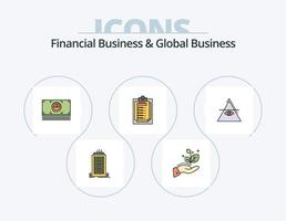 Financial Business And Global Business Line Filled Icon Pack 5 Icon Design. sand. timer. balance. time. share vector