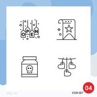 Line Pack of 4 Universal Symbols of open reputation tag favorite medical Editable Vector Design Elements