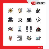 Set of 16 Modern UI Icons Symbols Signs for funnel filter gaming wheel one wheel Editable Creative Vector Design Elements