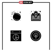 Pack of 4 creative Solid Glyphs of alert layout study idea ui Editable Vector Design Elements