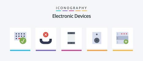 Devices Flat 5 Icon Pack Including database. technology. device. speaker. electronics. Creative Icons Design vector