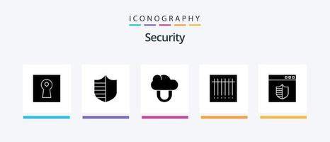 seguridad glifo 5 5 icono paquete incluso Página web. seguro. informática. navegador. código. creativo íconos diseño vector