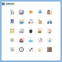 Group of 25 Flat Colors Signs and Symbols for jar pin online evaluation navigation loves Editable Vector Design Elements