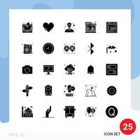 Pictogram Set of 25 Simple Solid Glyphs of browser gear report website browser person Editable Vector Design Elements