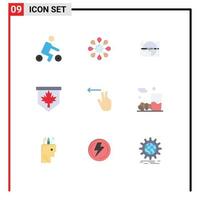 Set of 9 Modern UI Icons Symbols Signs for gesture sign date canada tag Editable Vector Design Elements