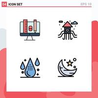 Set of 4 Modern UI Icons Symbols Signs for computer design pincil play ground drop Editable Vector Design Elements