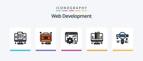 web desarrollo línea lleno 5 5 icono paquete incluso actualizar. página. analítica. desarrollo. navegador. creativo íconos diseño vector