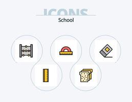 colegio línea lleno icono paquete 5 5 icono diseño. aumentador. encontrar. libros. educación. tinas vector