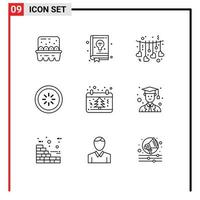 9 Thematic Vector Outlines and Editable Symbols of calendar interface hanging connection buffer Editable Vector Design Elements