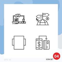 Universal Icon Symbols Group of 4 Modern Filledline Flat Colors of training layout computer direction cashless Editable Vector Design Elements