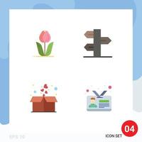 Editable Vector Line Pack of 4 Simple Flat Icons of flora winter nature holiday gift Editable Vector Design Elements