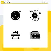 Solid Glyph Pack of 4 Universal Symbols of compass park navigation science picnic Editable Vector Design Elements