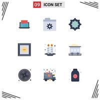 9 Universal Flat Color Signs Symbols of night party candle folder cake delete Editable Vector Design Elements