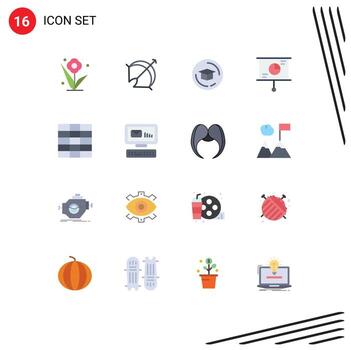 User Interface Pack of 16 Basic Flat Colors of wireframe teamwork sport strategy business Editable Pack of Creative Vector Design Elements