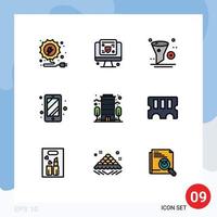 Modern Set of 9 Filledline Flat Colors Pictograph of office building development access phone Editable Vector Design Elements