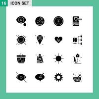 Universal Icon Symbols Group of 16 Modern Solid Glyphs of project design planet controller plus Editable Vector Design Elements