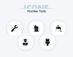 Plumber Glyph Icon Pack 5 Icon Design. . plumbing. cleaner. plumber. faucet vector