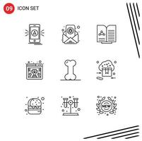 Universal Icon Symbols Group of 9 Modern Outlines of anatomy trophy letter seo book Editable Vector Design Elements