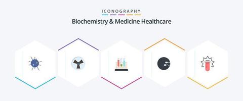 Biochemistry And Medicine Healthcare 25 Flat icon pack including medical . tube. lab. medicine. medical vector