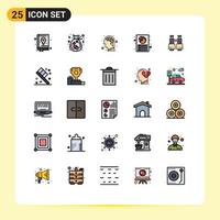 paquete de 25 moderno lleno línea plano colores señales y símbolos para web impresión medios de comunicación tal como buscar prismáticos artificial reporte personalización editable vector diseño elementos