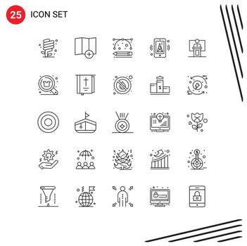 moderno conjunto de 25 líneas y símbolos tal como negocio móvil diseño producción enrutador Internet editable vector diseño elementos