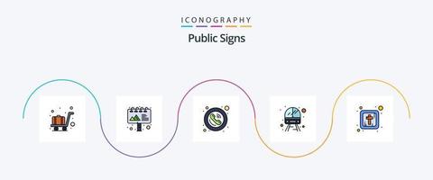 público señales línea lleno plano 5 5 icono paquete incluso religioso. cristiandad. público. vehículo. Servicio vector