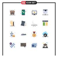 Modern Set of 16 Flat Colors Pictograph of education product atom network delivery Editable Pack of Creative Vector Design Elements