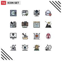 Set of 16 Modern UI Icons Symbols Signs for location open security mail web Editable Creative Vector Design Elements