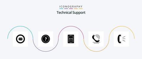 técnico apoyo glifo 5 5 icono paquete incluso servicios. comunicación. pregunta. llamar. Servicio vector