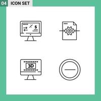 Pictogram Set of 4 Simple Filledline Flat Colors of tax regulation entertaiment computer setting online Editable Vector Design Elements